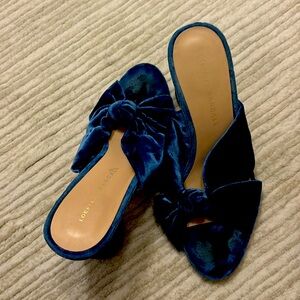 Loeffler Randall blue velvet slide sandals. Size 8. Great condition.